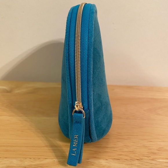 La Mer Teal Faux Suede Cosmetic Bag - Picture 4 of 11